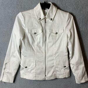 Zoey Jacket Womens 2 White‎ Full Zipper Lined 97% Cotton Medium Weight NWOT